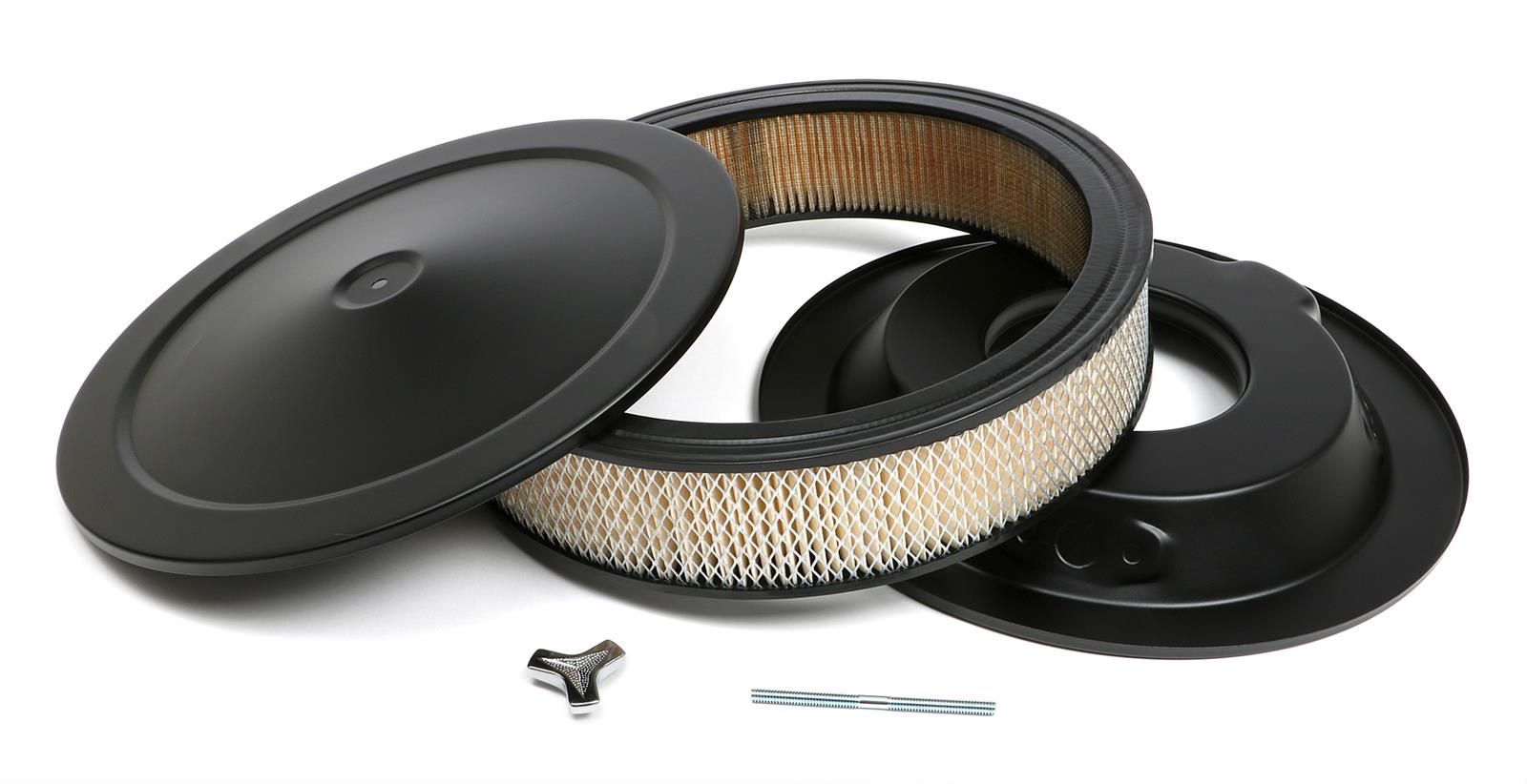 Trans-Dapt Performance Asphalt Black Air Cleaners 8640 Cleaner, Black, Round, Dropped Base, 14 in. Diameter, White Paper Filter, 3 in Filter Height, Each
