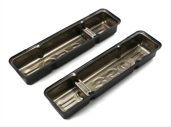Trans-Dapt Performance Products Valve Covers 8678 CHEVY 350 LOGO SHORT ASPHALT BLACK POWDER COATED VALVE COVERS
