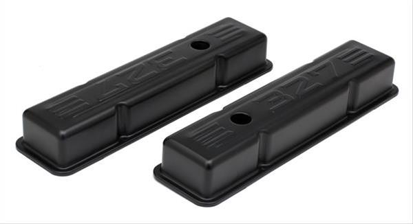 Trans-Dapt Performance Products Valve Covers 8680 CHEVY 327 LOGO SHORT ASPHALT BLACK POWDER COATED VALVE COVERS thumbnail 2