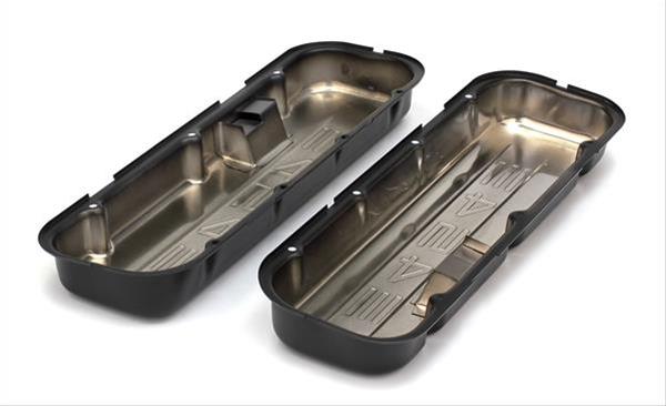 Trans-Dapt Performance Products Valve Covers 8682 CHEVY 454 LOGO SHORT ASPHALT BLACK POWDER COATED VALVE COVERS thumbnail 2