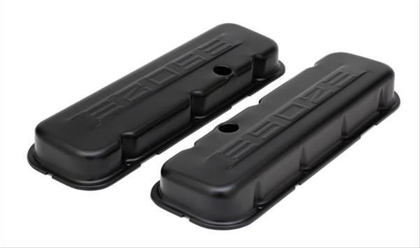 Trans-Dapt Performance Products Valve Covers 8683 CHEVY 502 LOGO SHORT ASPHALT BLACK POWDER COATED VALVE COVERS