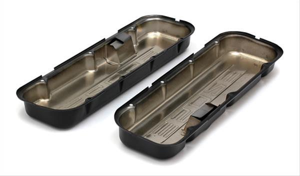 Trans-Dapt Performance Products Valve Covers 8683 CHEVY 502 LOGO SHORT ASPHALT BLACK POWDER COATED VALVE COVERS thumbnail 2