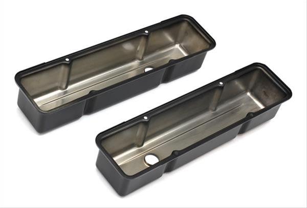 Trans-Dapt Performance Products Valve Covers 8684 CHEVY 283-400 TALL ASPHALT BLACK POWDER COATED VALVE COVERS- UNBAFFLED thumbnail 2