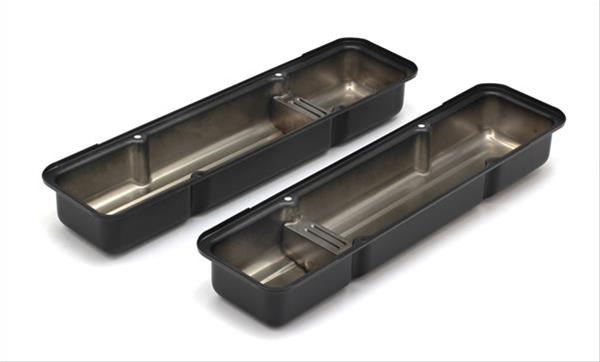 Trans-Dapt Performance Products Valve Covers 8688 CHEVY 283-400 SHORT ASPHALT BLACK POWDER COATED BAFFLED VALVE COVERS thumbnail 2