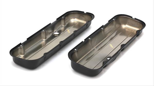 Trans-Dapt Performance Products Valve Covers 8691 CHEVY 396-502 SHORT ASPHALT BLACK POWDER COATED VALVE COVERS- UNBAFFLED