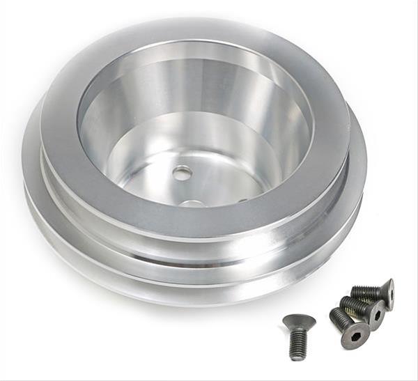 Trans-Dapt Performance Powdercoated Pulleys 8735 Water Pump Pulley, Billet Aluminum, 2-Groove, 6.250 in. Diameter, Machined, Chevy, Big Block, Long Pump, Each thumbnail 2