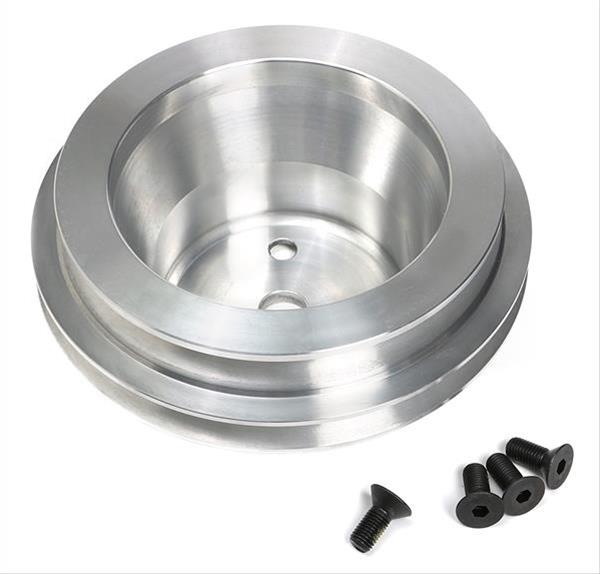 Trans-Dapt Performance Powdercoated Pulleys 8736 Water Pump Pulley, Billet Aluminum, 2-Groove, 6.250 in. Diameter, Polished, Chevy, Big Block, Long Pump, Each thumbnail 3