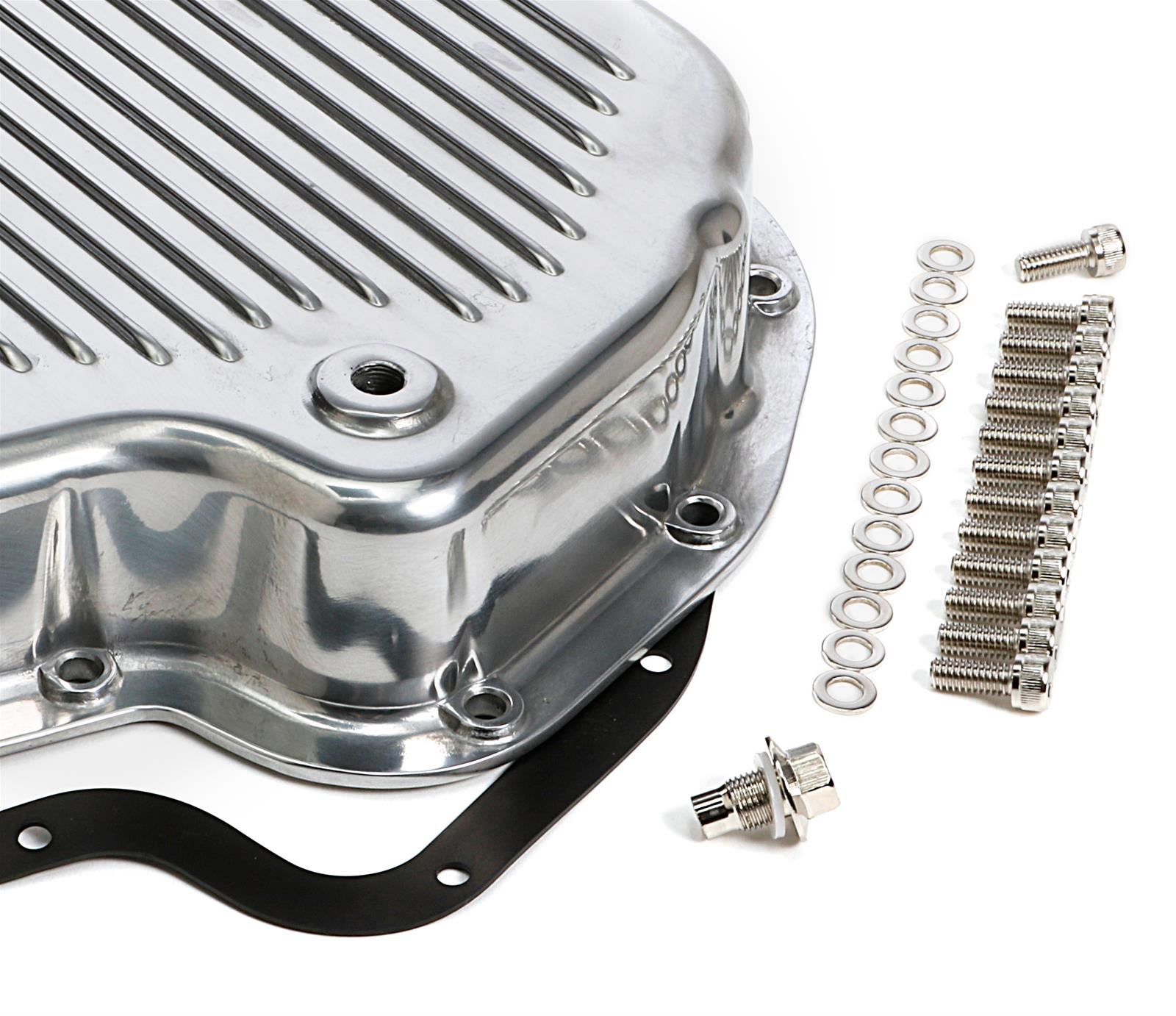 Trans-Dapt Performance Aluminum Transmission Pans 8897 Pan, Stock, Aluminum, Polished, Finned, GM, TH400, Each