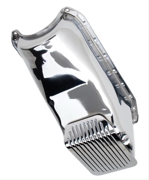 Trans-Dapt Performance Slam-Guard Oil Pans 8912 Pan, Steel, Chrome, 4 qt., Chevy, 5.0/5.7L, Each