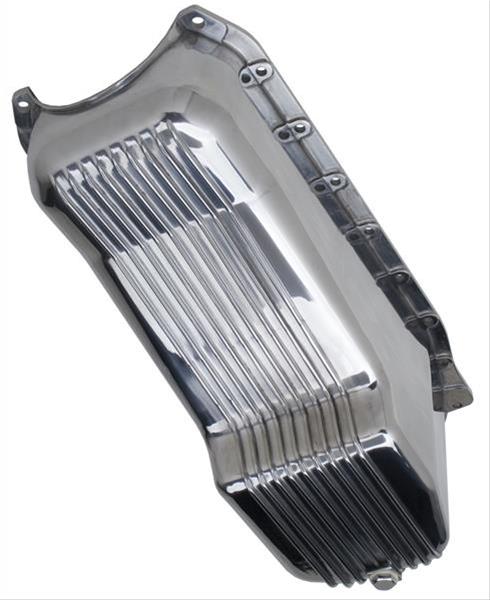 Trans-Dapt Performance Aluminum Oil Pans 9022 Pan, Wet Sump Style, Aluminum, Polished, Finned, Chevrolet, Small Block, Each