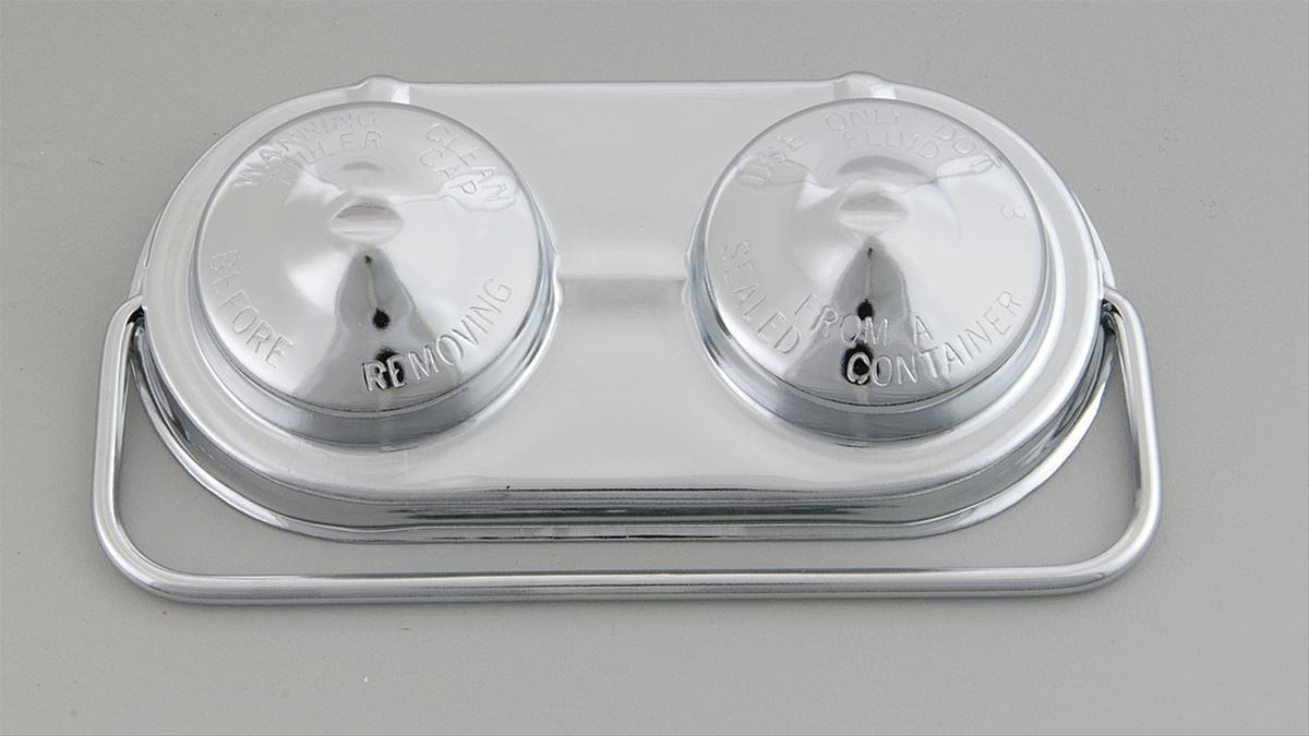 Trans-Dapt Performance Master Cylinder Covers 9100 Cover, Steel, Chrome, Single Bail, 5 in. x 2.375 in., Each