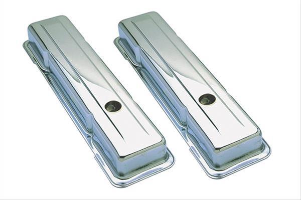 Trans-Dapt Performance Chrome Valve Covers 9216 Covers, Stock Height, Steel, Chrome, Plain, Chevy, Small Block, Pair