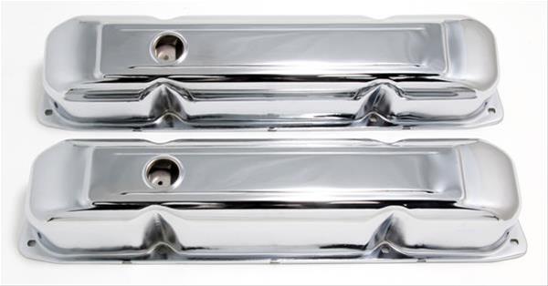 Trans-Dapt Performance Chrome Valve Covers 9299 Covers, Stock Height, Steel, Chrome, Plain, Chrysler, Big Block, Pair