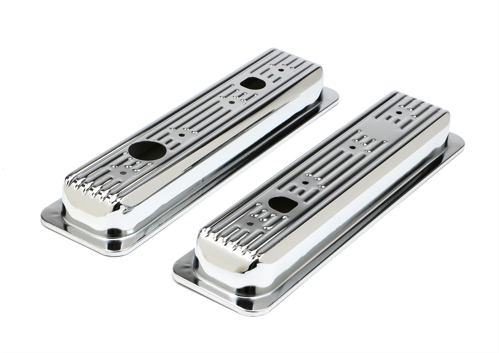 Trans-Dapt Chrome Valve Covers - Short Style For 1958-1986 Small Block Chevy 283-350 Engines