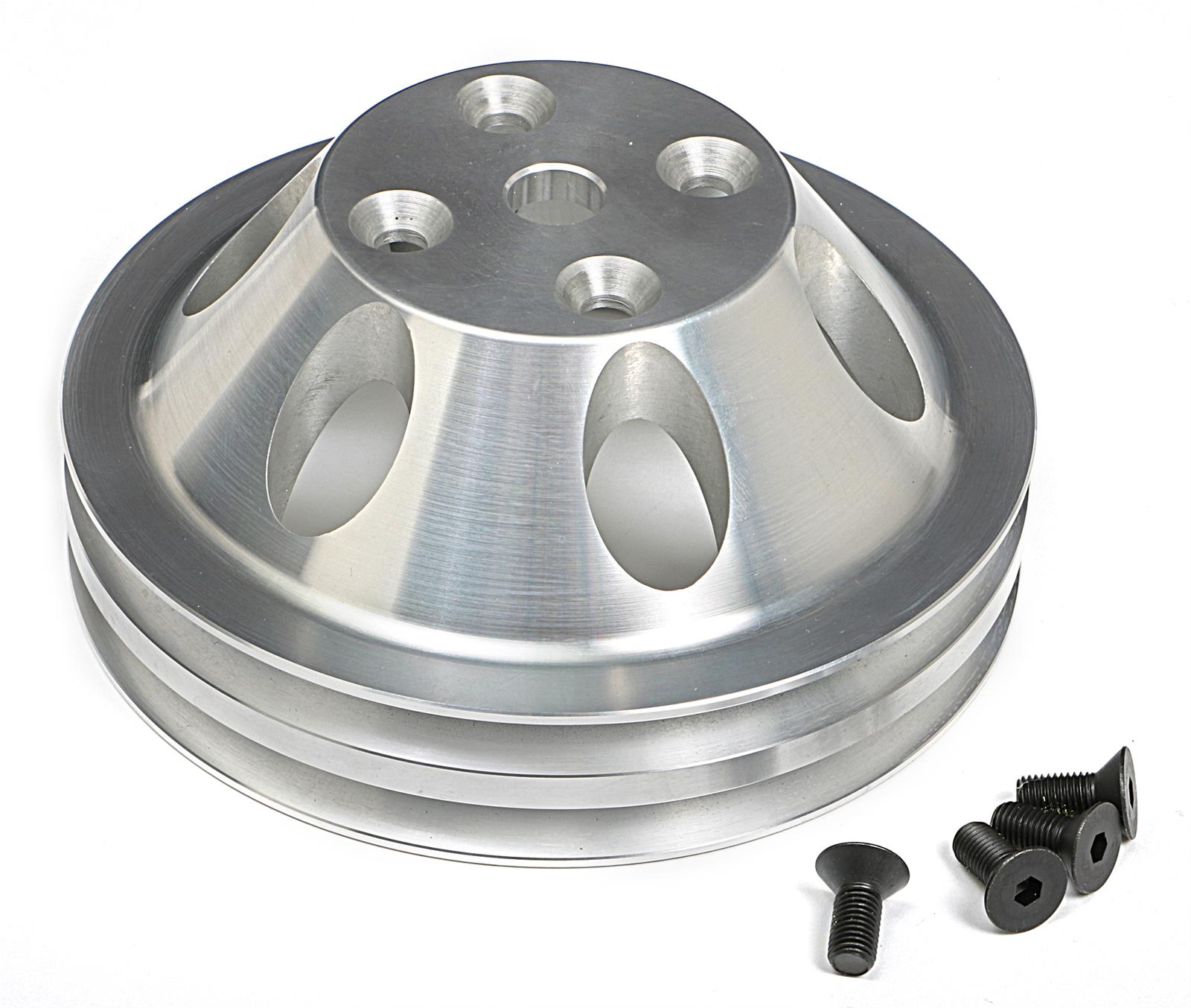 Trans-Dapt Performance Aluminum Water Pump Pulleys 9483 Pulley, V-Belt, 2-Groove, Aluminum, Machined, Chevy, Small Block, Long Pump, Each thumbnail 3