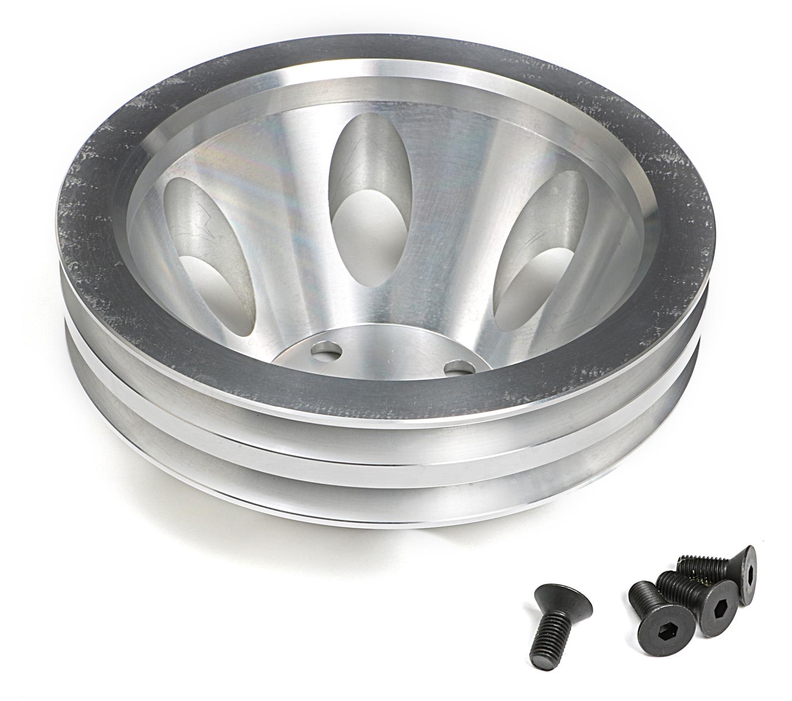 Trans-Dapt Performance Aluminum Water Pump Pulleys 9483 Pulley, V-Belt, 2-Groove, Aluminum, Machined, Chevy, Small Block, Long Pump, Each thumbnail 2