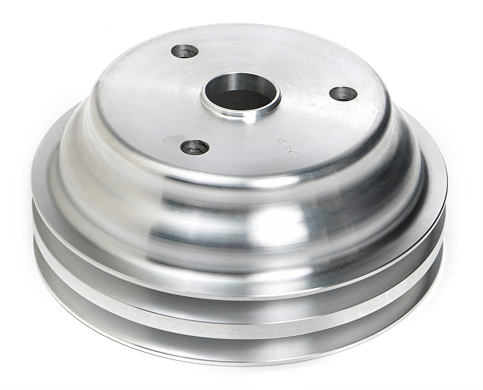 Trans-Dapt Performance Aluminum Crankshaft Pulleys 9485 Pulley, V-Belt, 2-Groove, 6.6 in., Aluminum, Natural, Chevy, Small Block, Long Pump, Each thumbnail 2