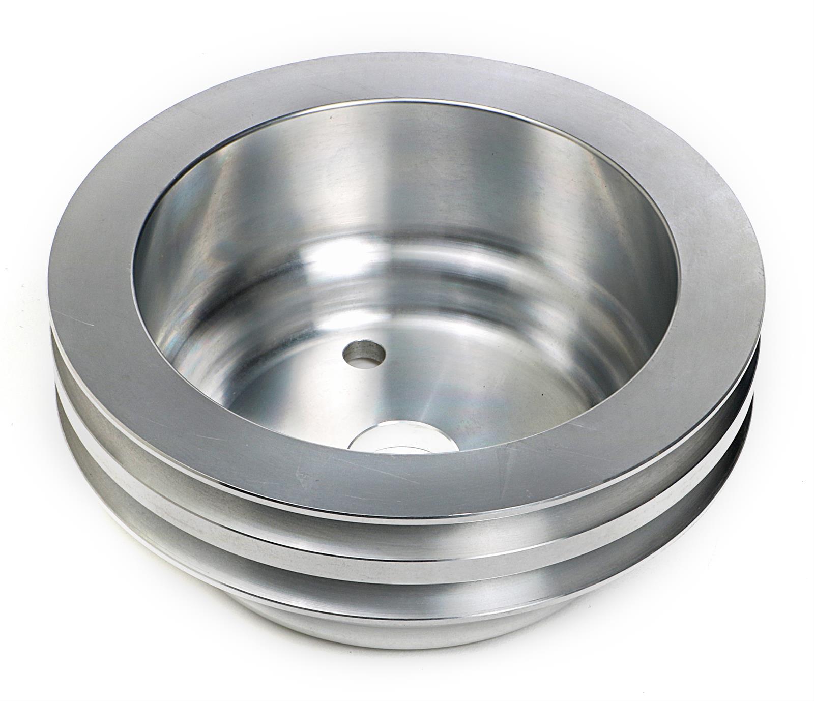 Trans-Dapt Performance Aluminum Crankshaft Pulleys 9485 Pulley, V-Belt, 2-Groove, 6.6 in., Aluminum, Natural, Chevy, Small Block, Long Pump, Each