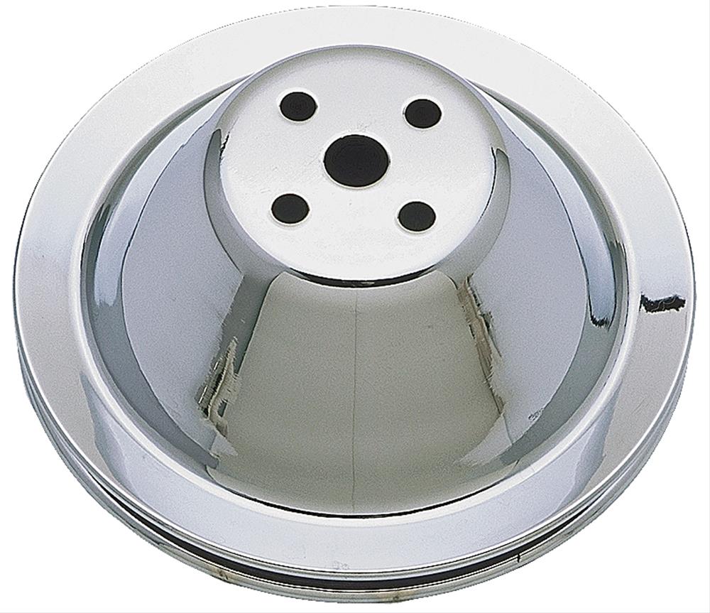 Trans-Dapt Performance Chrome Water Pump Pulleys 9600 Pulley, V-Belt, 1-Groove, Steel, Chrome, Chevy, Small Block, Short Pump, Each