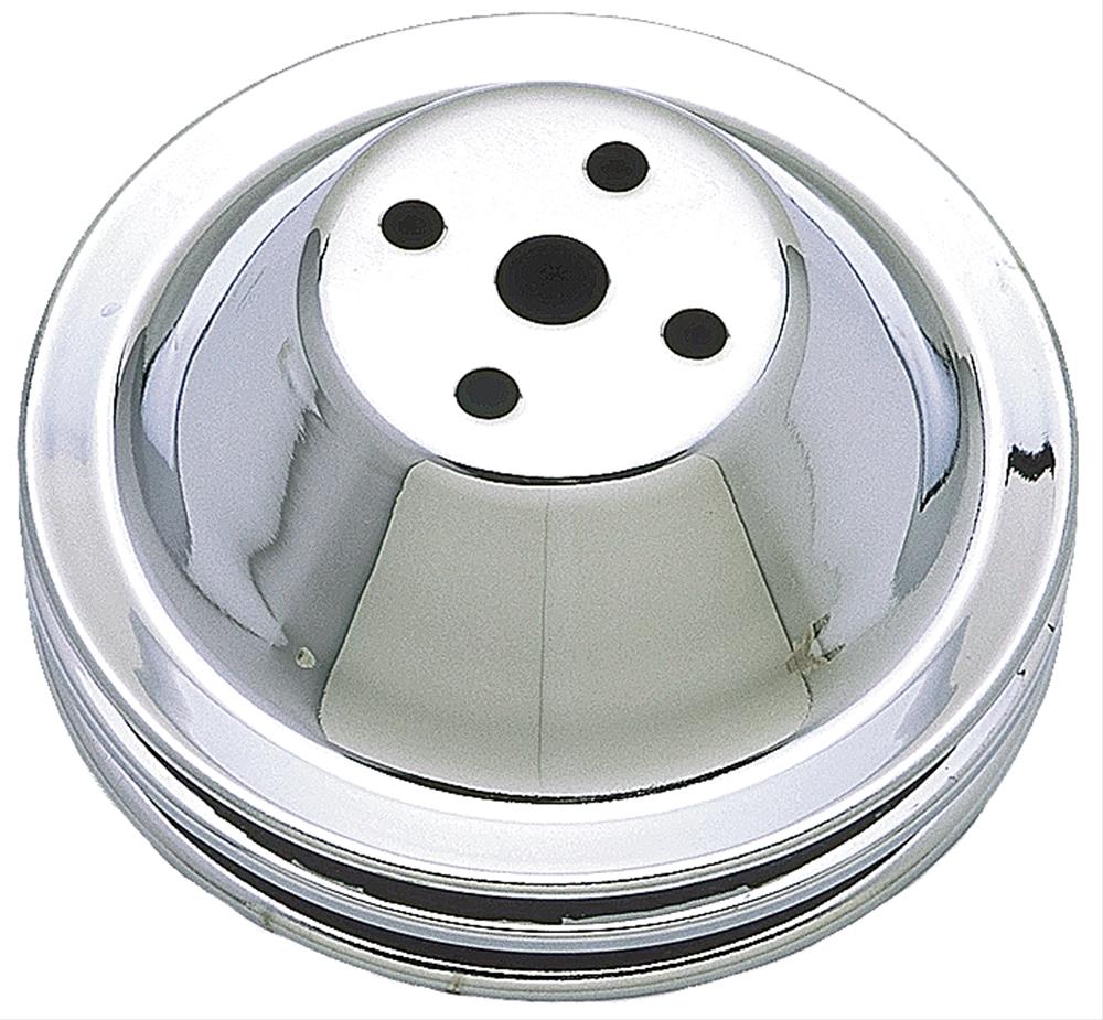 Trans-Dapt Performance Chrome Water Pump Pulleys 9601 Pulley, V-Belt, 2-Groove, Steel, Chrome, Chevy, Small Block, Short Pump, Each