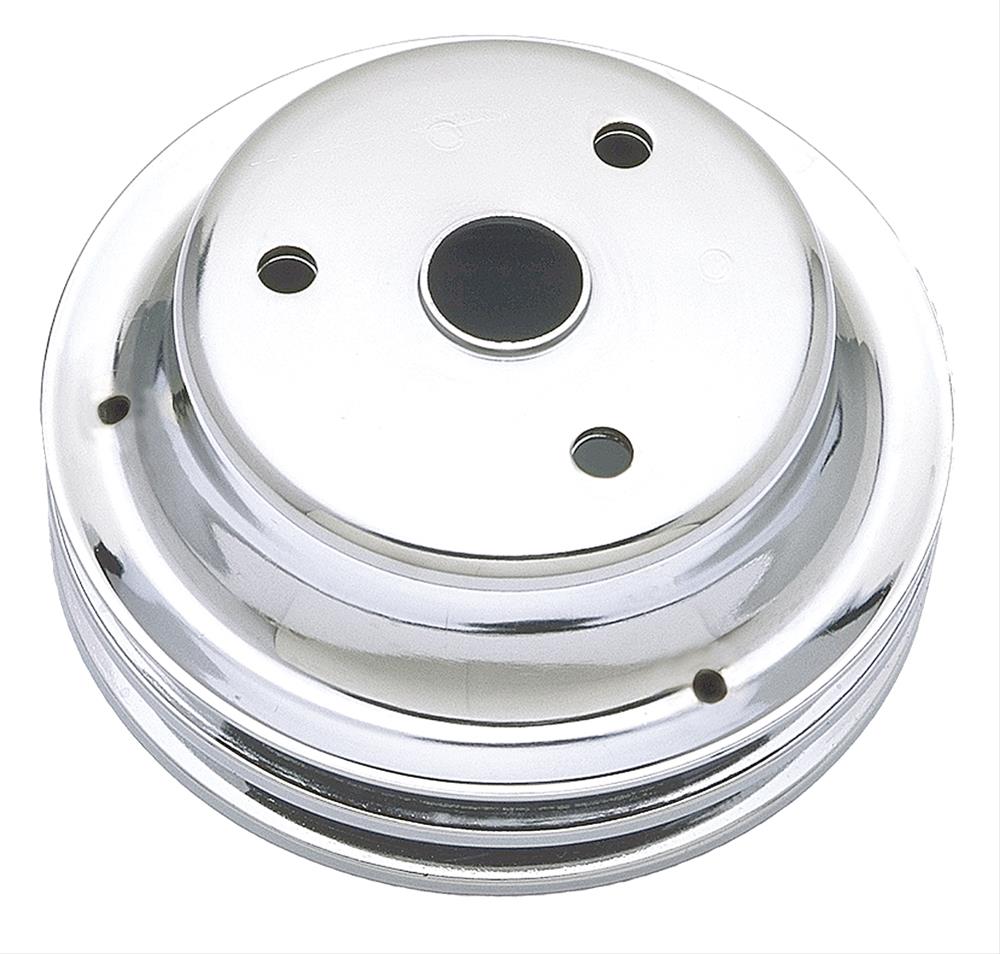 Trans-Dapt Performance Steel Crankshaft Pulleys 9607 Pulley, V-Belt, 2-Groove, 6.9 in., Steel, Chrome, Chevy, Small Block, Long Pump, Each
