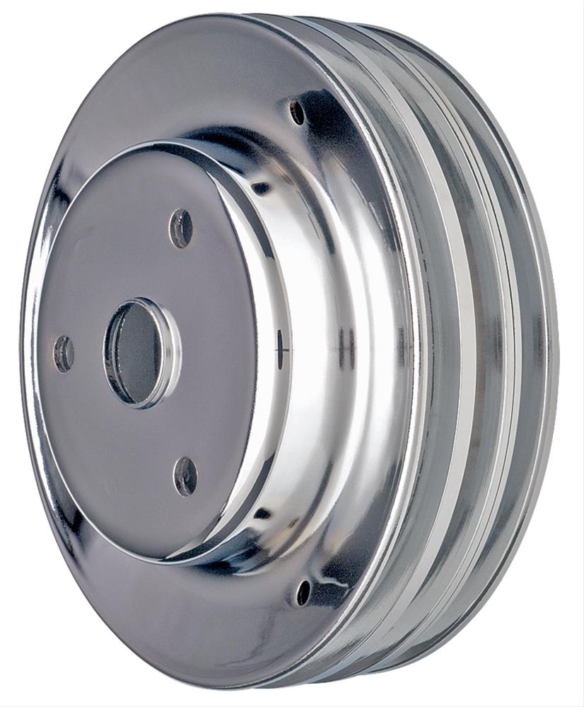 Trans-Dapt Performance Steel Crankshaft Pulleys 9608 Pulley, V-Belt, 3-Groove, 7.8 in., Steel, Chrome, Chevy, Small Block, Long Pump, Each