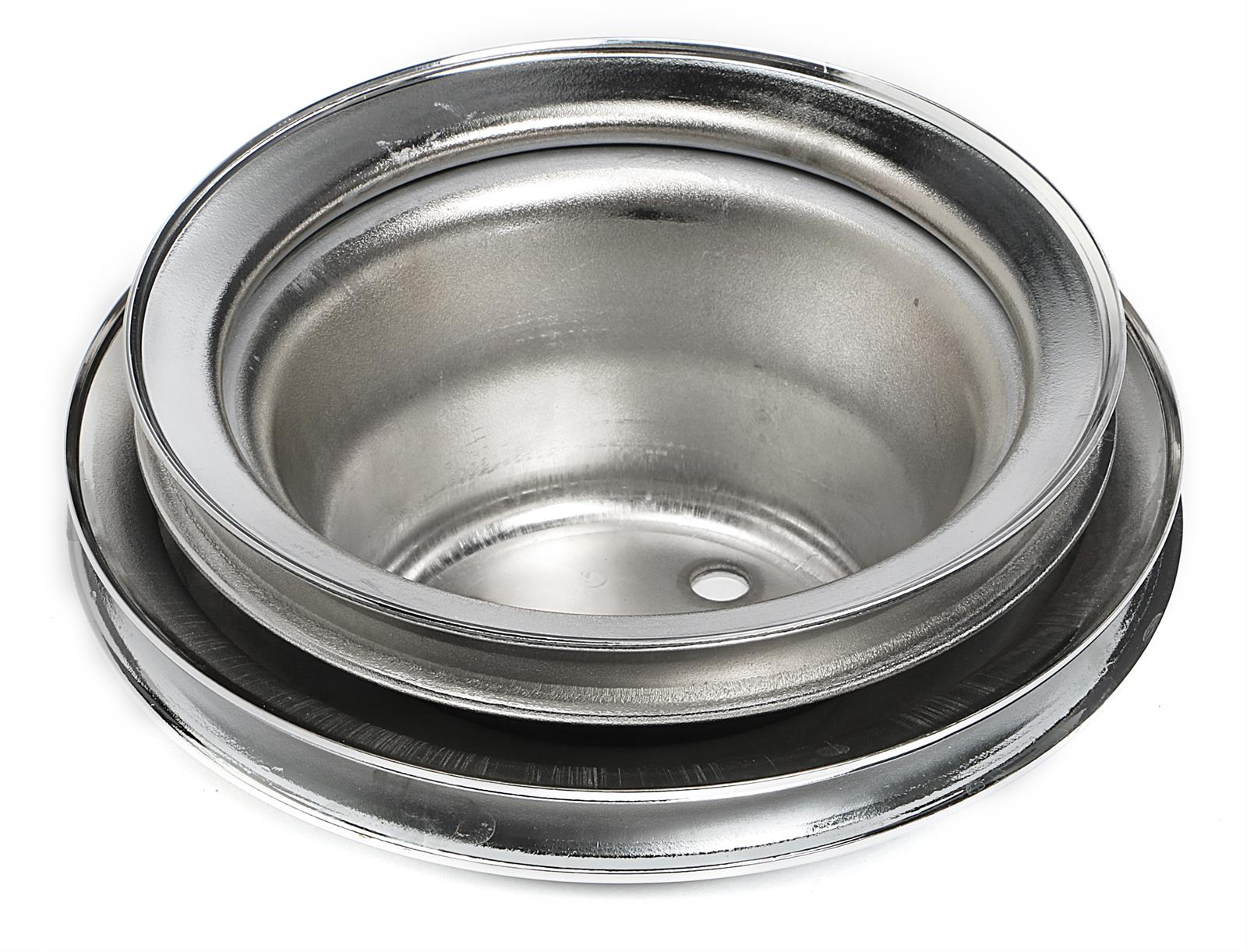 Trans-Dapt Performance Chrome Water Pump Pulleys 9723 Pulley, V-Belt, 2-Groove, Steel, Chrome, Chevy, Big Block, Long Pump, Each thumbnail 2
