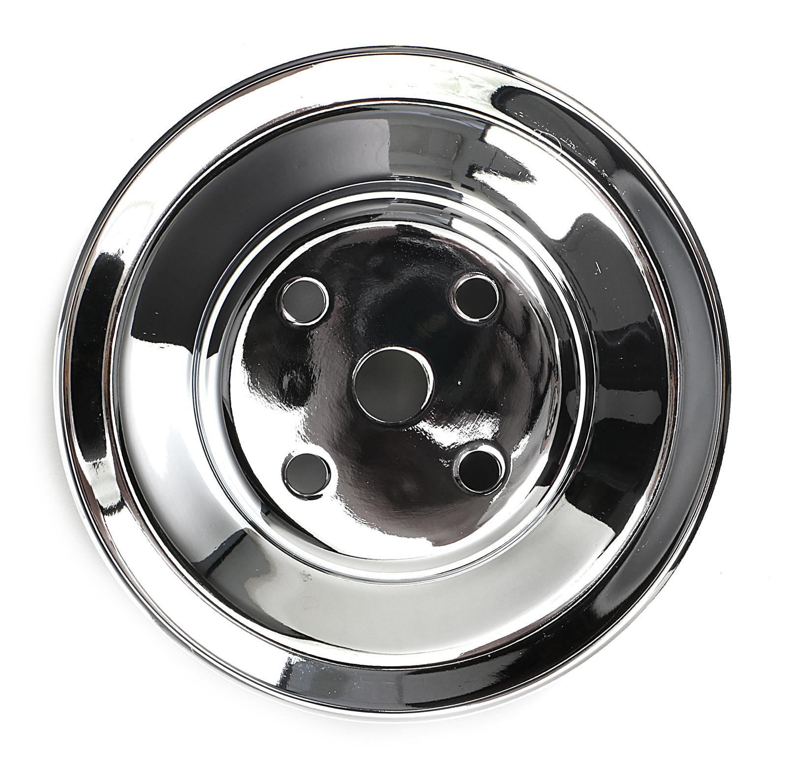 Trans-Dapt Performance Chrome Water Pump Pulleys 9723 Pulley, V-Belt, 2-Groove, Steel, Chrome, Chevy, Big Block, Long Pump, Each