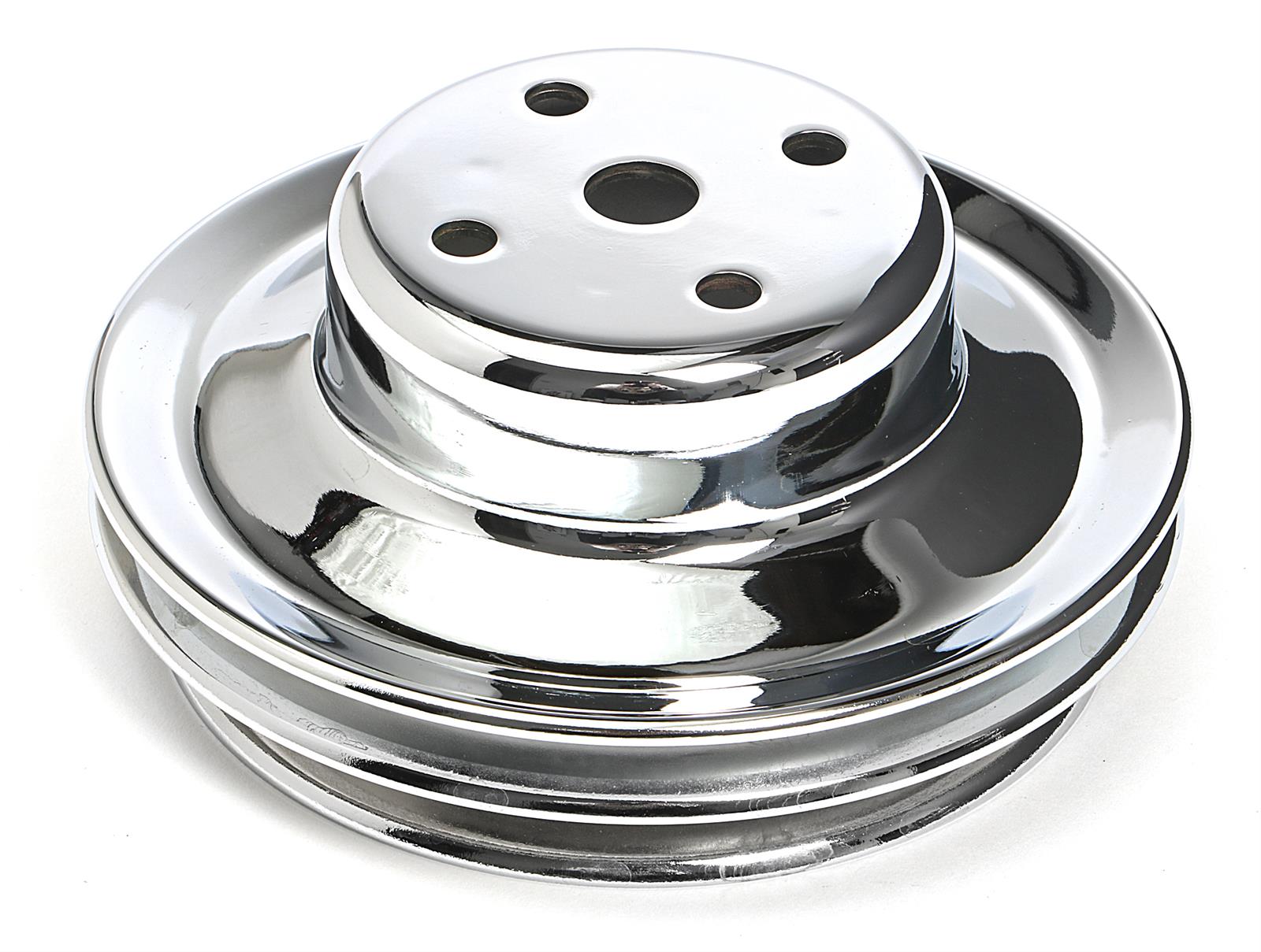 Trans-Dapt Performance Chrome Water Pump Pulleys 9723 Pulley, V-Belt, 2-Groove, Steel, Chrome, Chevy, Big Block, Long Pump, Each thumbnail 3
