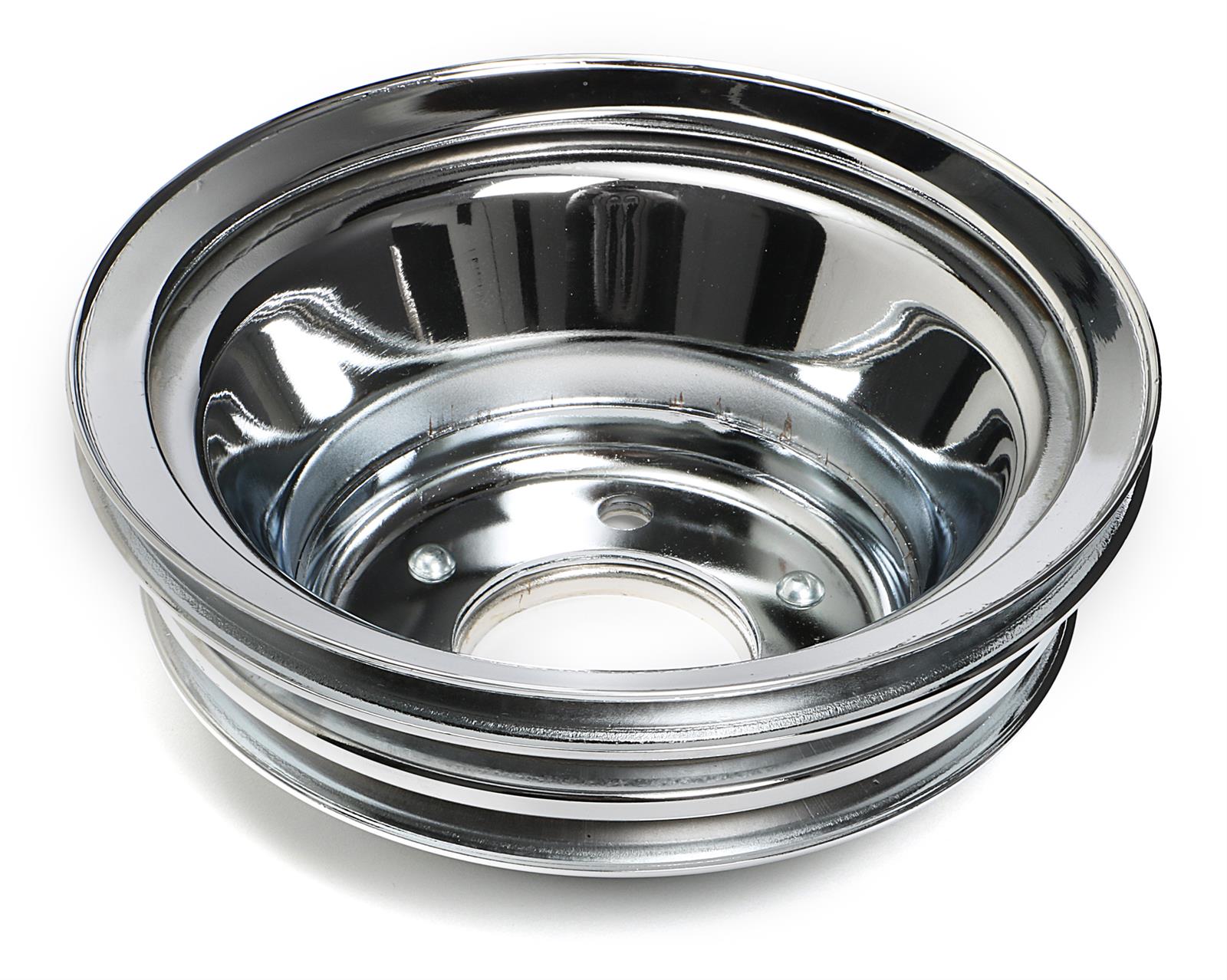 Trans-Dapt Performance Steel Crankshaft Pulleys 9724 Pulley, V-Belt, 3-Groove, 7.8 in., Steel, Chrome, Chevy, Big Block, Long Pump, Each thumbnail 2