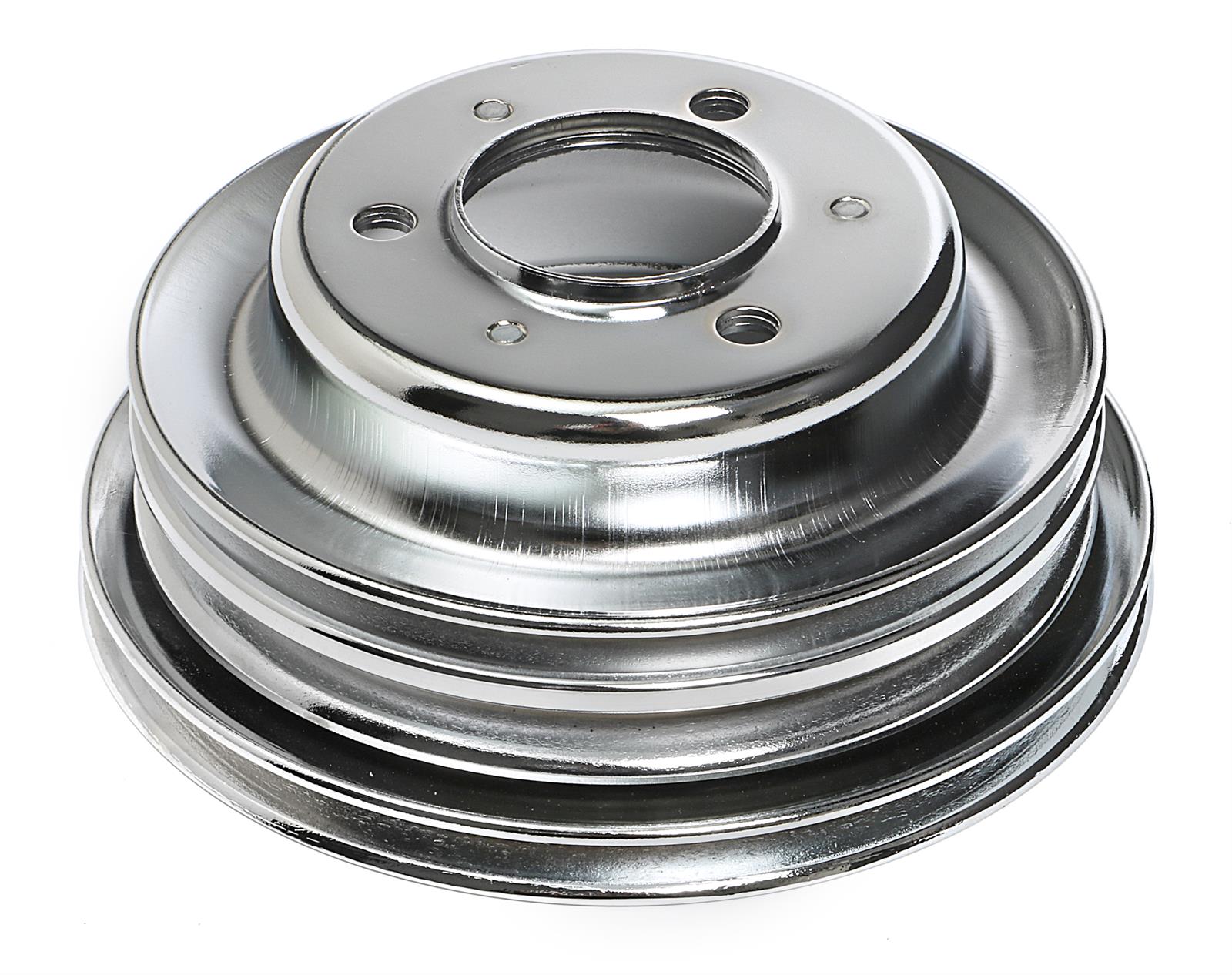 Trans-Dapt Performance Steel Crankshaft Pulleys 9724 Pulley, V-Belt, 3-Groove, 7.8 in., Steel, Chrome, Chevy, Big Block, Long Pump, Each thumbnail 3