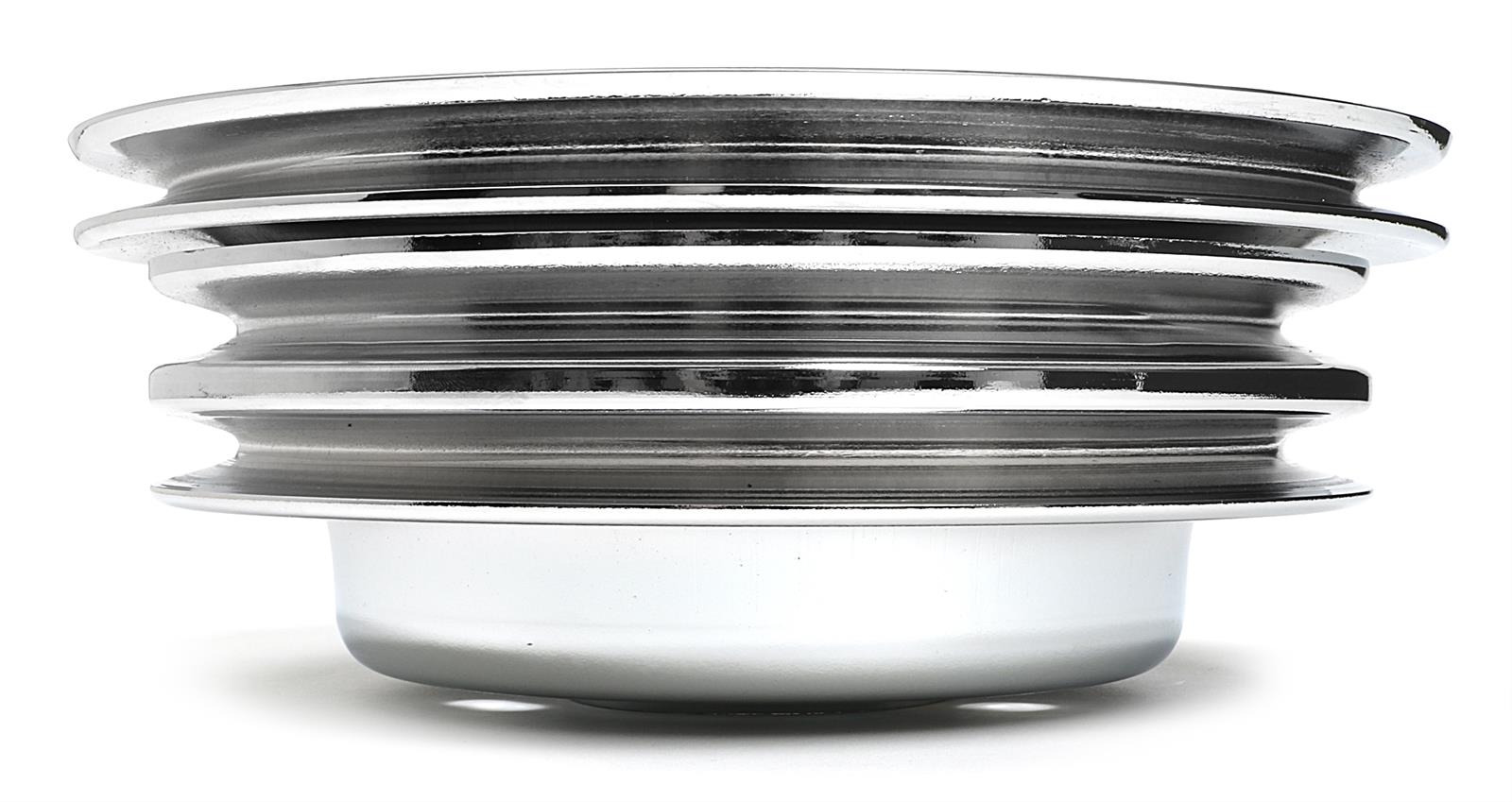 Trans-Dapt Performance Steel Crankshaft Pulleys 9724 Pulley, V-Belt, 3-Groove, 7.8 in., Steel, Chrome, Chevy, Big Block, Long Pump, Each thumbnail 4