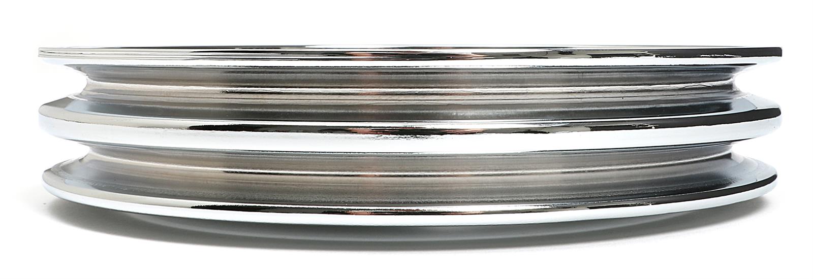 Trans-Dapt Performance Steel Crankshaft Pulleys 9816 Pulley, V-Belt, 2-Groove, 7.6 in., Steel, Chrome, Chevy, Big Block, Short Pump, Each thumbnail 4