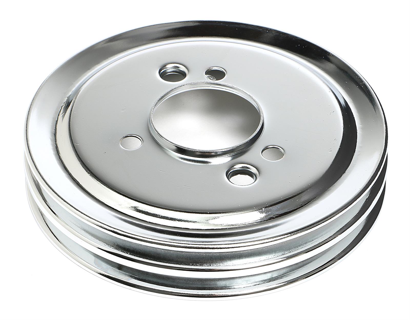 Trans-Dapt Performance Steel Crankshaft Pulleys 9816 Pulley, V-Belt, 2-Groove, 7.6 in., Steel, Chrome, Chevy, Big Block, Short Pump, Each thumbnail 2