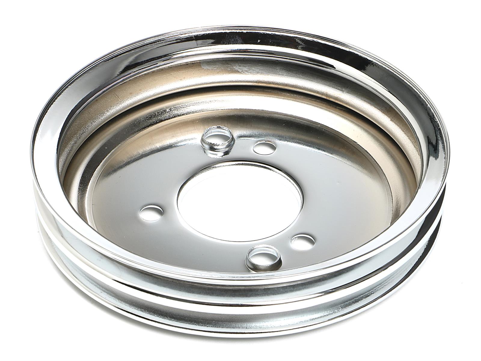 Trans-Dapt Performance Steel Crankshaft Pulleys 9816 Pulley, V-Belt, 2-Groove, 7.6 in., Steel, Chrome, Chevy, Big Block, Short Pump, Each thumbnail 3
