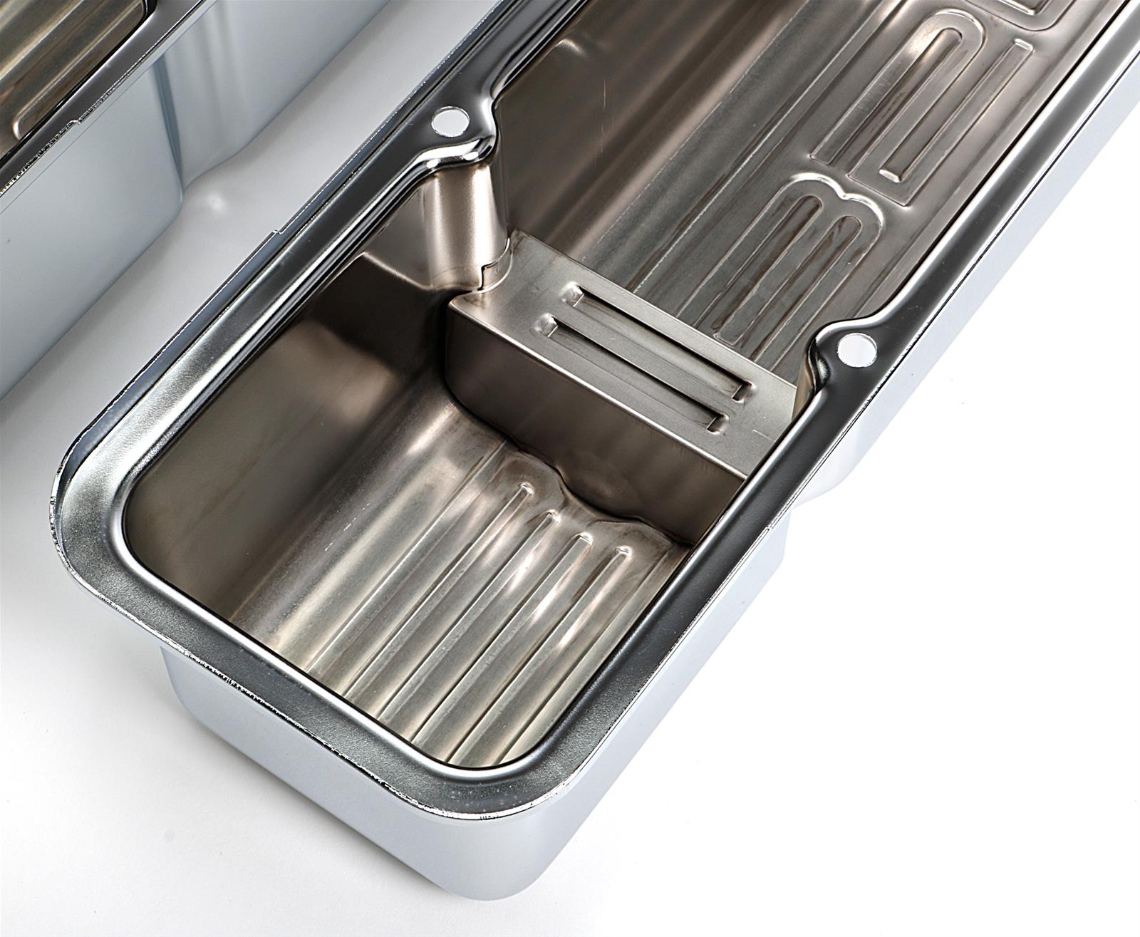 Trans-Dapt Performance Chrome Valve Covers 9841 Covers, Tall, Steel, Chrome, 350 Logo, Chevy, Small Block, Pair