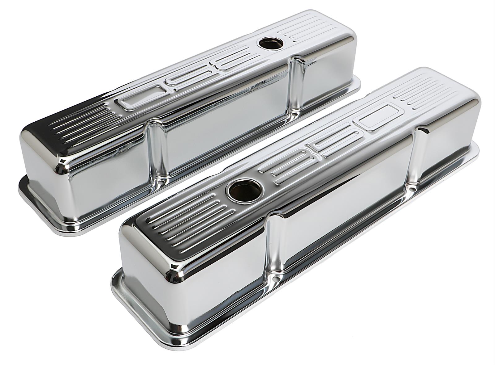 Trans-Dapt Performance Chrome Valve Covers 9841 Covers, Tall, Steel, Chrome, 350 Logo, Chevy, Small Block, Pair thumbnail 3