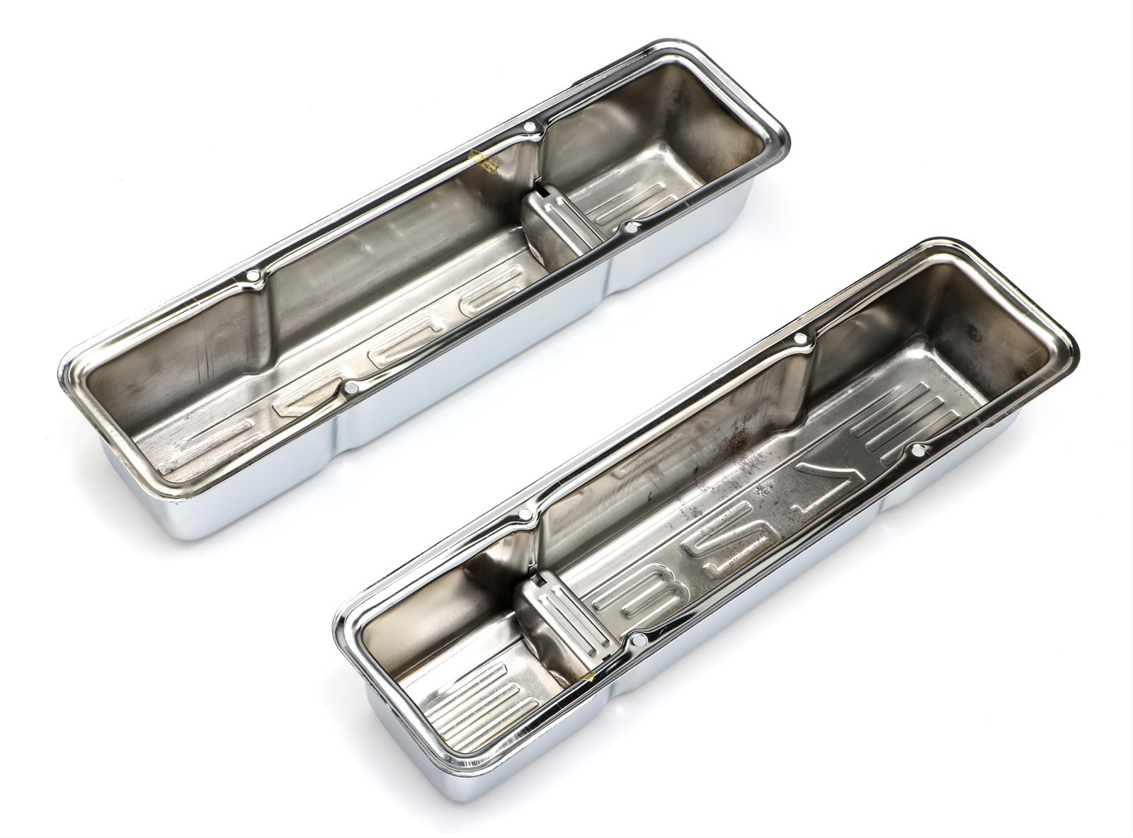 Trans-Dapt Performance Chrome Valve Covers 9853 Covers, Tall, Steel, Chrome, 327 Logo, Chevy, Small Block, Pair