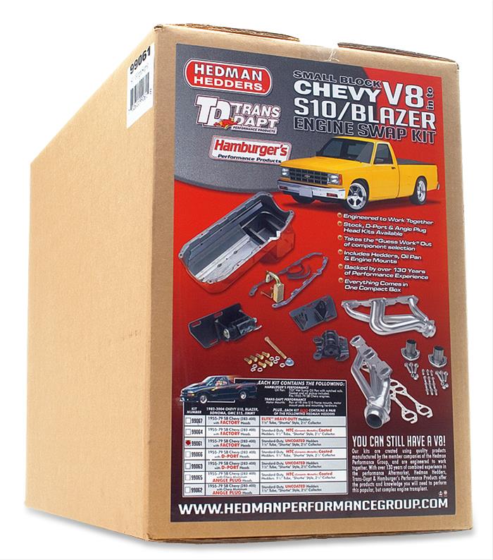 Trans-Dapt Performance Swap-In-A-Box Complete Engine Swap Kits 99063 Kit, Headers, Motor Mounts, Oil Pan, Pickup, Gaskets, Hardware, Chevy, Pre-1979 Small Block, Kit thumbnail 5
