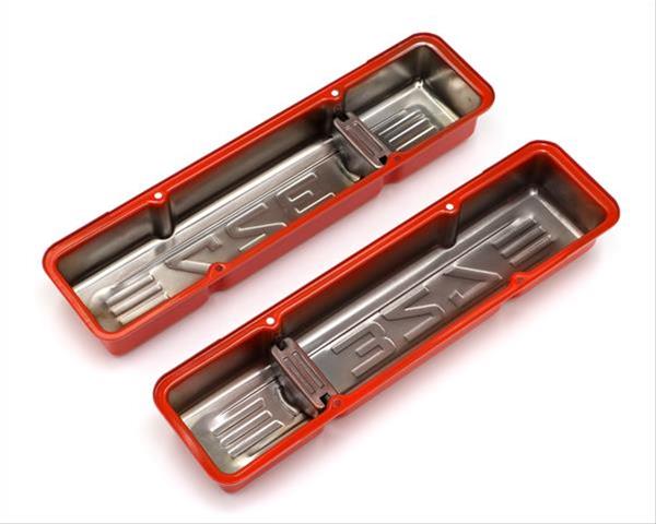 Trans-Dapt Performance Products Valve Covers 9956 CHEVY 327 LOGO SHORT ORANGE POWDER COATED VALVE COVERS