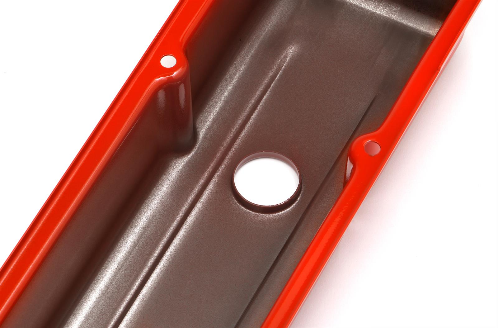 Trans-Dapt Performance Products Valve Covers 9970 Covers, Short, Steel, Orange Powdercoated, Non-Baffled, Chevrolet, Small Block, Pair thumbnail 2