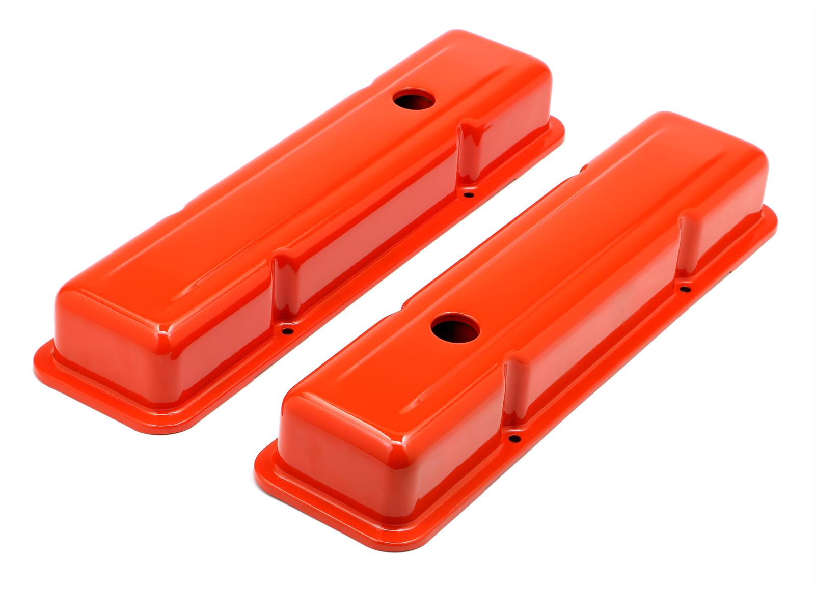 Trans-Dapt Performance Products Valve Covers 9979 Covers, Short, Steel, Orange Powdercoated, Baffled, Chevrolet, Small Block, Pair thumbnail 2