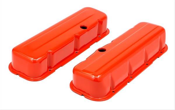 Trans-Dapt Performance Products Valve Covers 9997 Covers, Tall, Steel, Orange Powdercoated, Baffled, Chevrolet, Big Block, Pair thumbnail 2