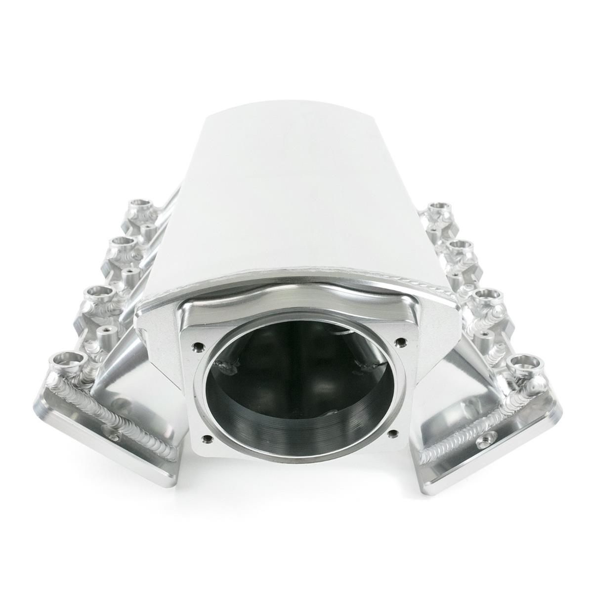 Top Street Performance Velocity Fabricated Aluminum Angled Low-Profile Sheet Metal Intake Manifolds 81001CA Manifold, Fuel Injected, Cathedral Port, 102mm Bore Size, 7 Degree Throttle Body Flange, Aluminum, Clear Anodized, Chevy, LS1, LS2, LS6, Each thumbnail 3