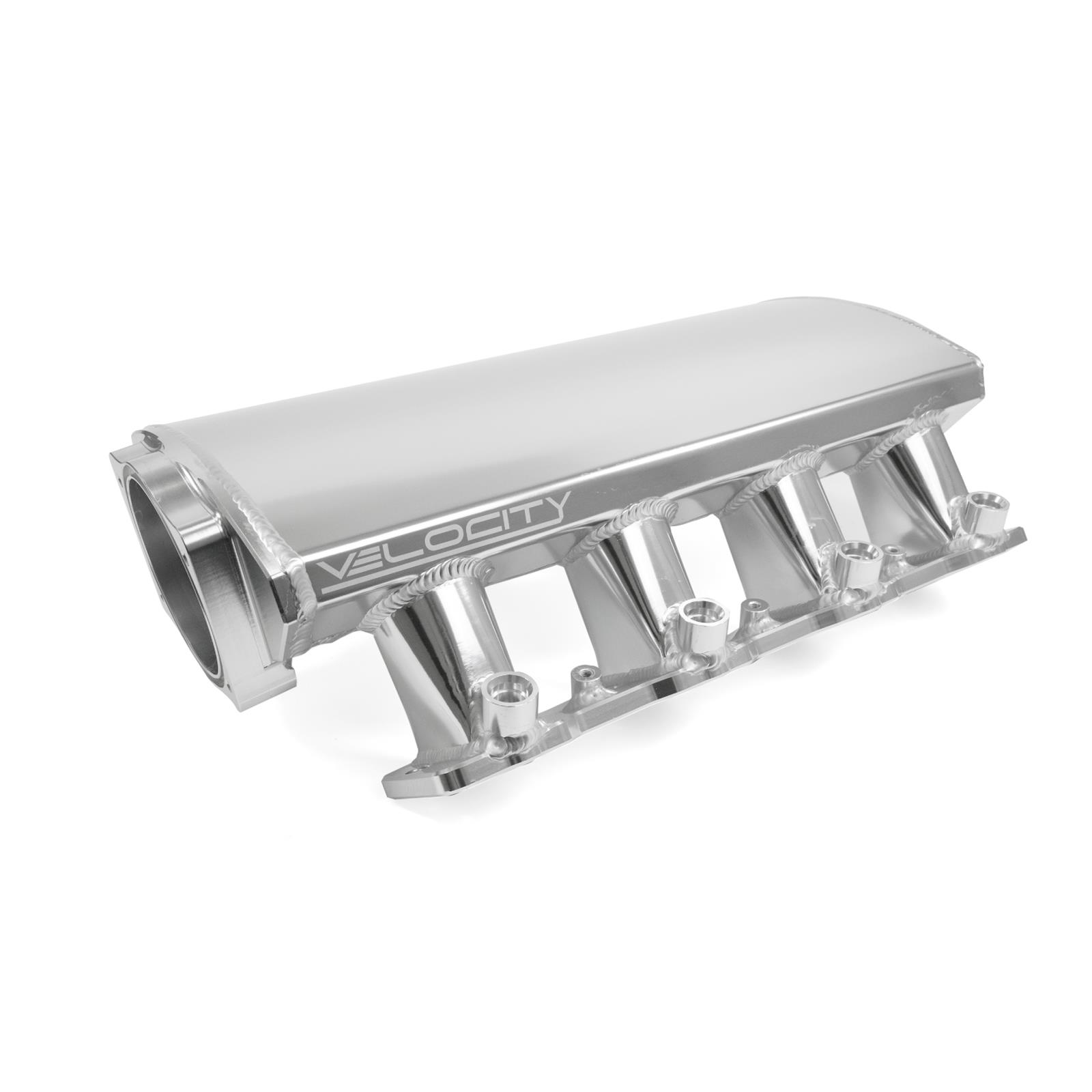Top Street Performance Velocity Fabricated Aluminum Angled Low-Profile Sheet Metal Intake Manifolds 81003CA Manifold, Fuel Injected, 102mm Bore Size, Aluminum, Clear Anodized, Chevrolet, LS3, L92, Each