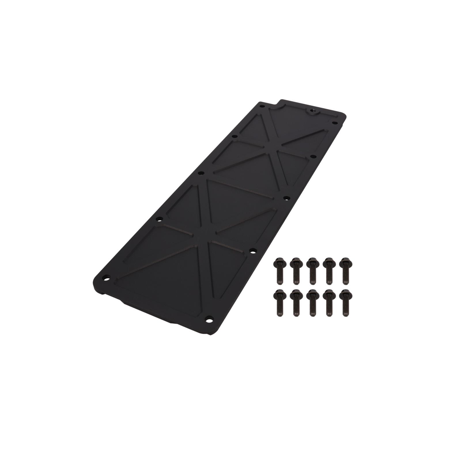 Top Street Performance Trussed-Style Engine Valley Covers 81044BK Cover, Trussed, Billet Aluminum, Black, Hardware Included, Chevy, Each
