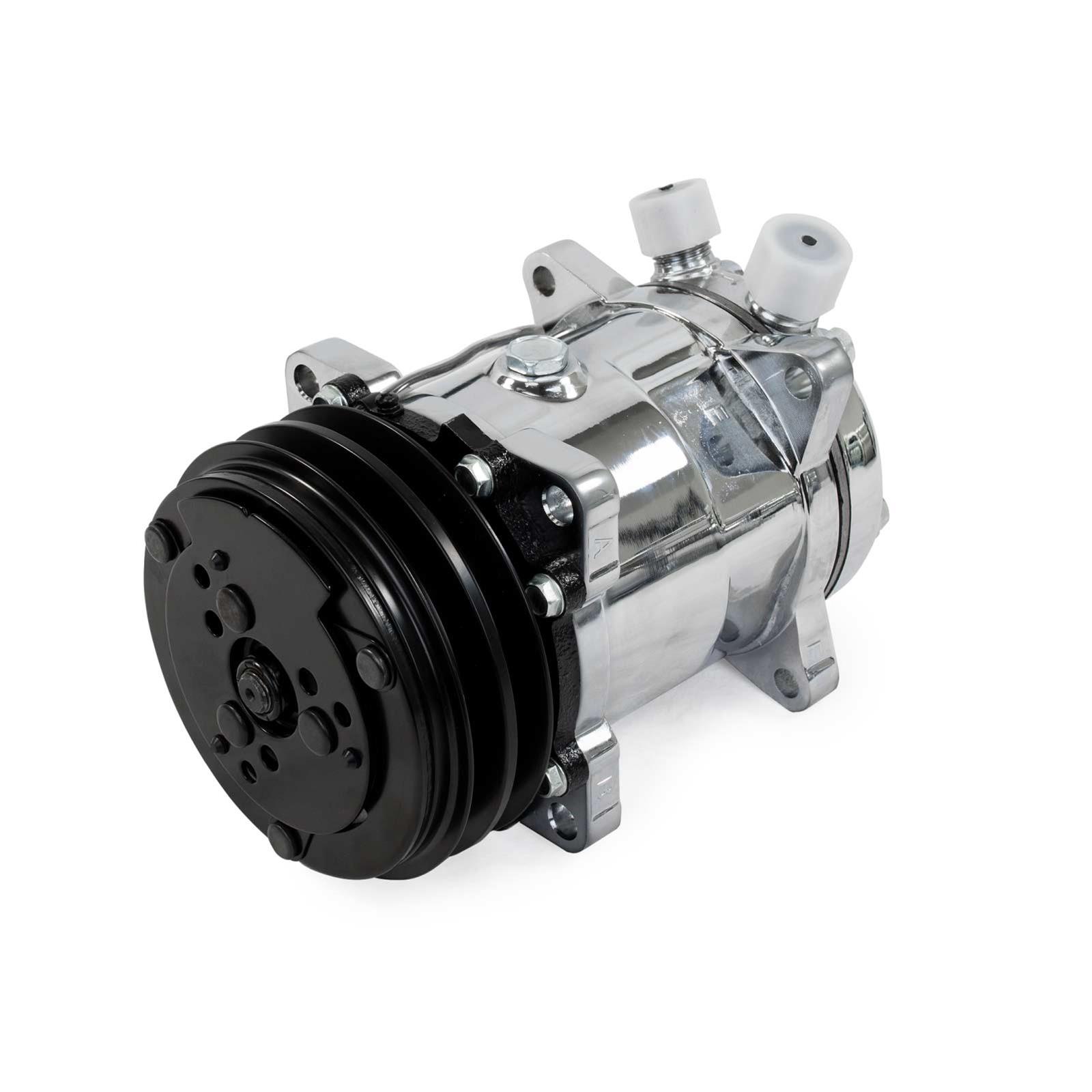 Top Street Performance Sanden Air Conditioning Compressors HC5001C Compressor, 508, Aluminum, Chrome, 2-Groove V-Belt Pulley, R-134A, Each