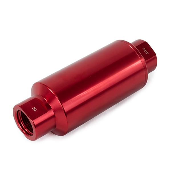 Top Street Performance Fuel Filters JM1022R ALUMINUM INLINE FUEL FILTER WITH 40 MICRON ELEMENT, ORB-10, RED thumbnail 2