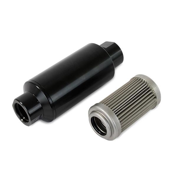 Top Street Performance Fuel Filters JM1023BK ALUMINUM INLINE FUEL FILTER WITH 100 MICRON ELEMENT, ORB-10, BLACK