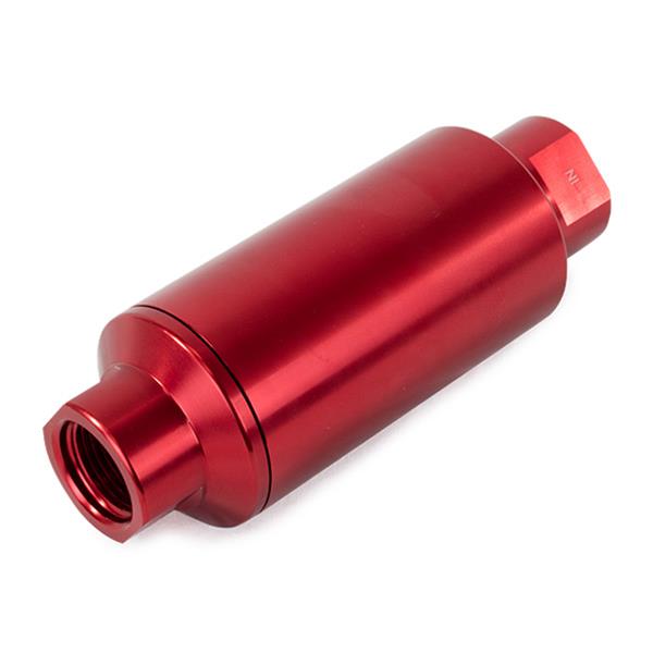 Top Street Performance Fuel Filters JM1023R ALUMINUM INLINE FUEL FILTER WITH 100 MICRON ELEMENT, ORB-10, RED thumbnail 2